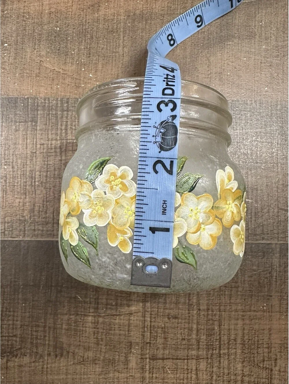 Vintage Hand-Painted Glass Jar with Floral Design